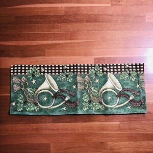 Table Runner Green, Red, Beige, Metallic Gold, Christmas Holiday 13" X 67"